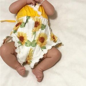 0-3 Months Baby Girl Sunflower Romper 🌻